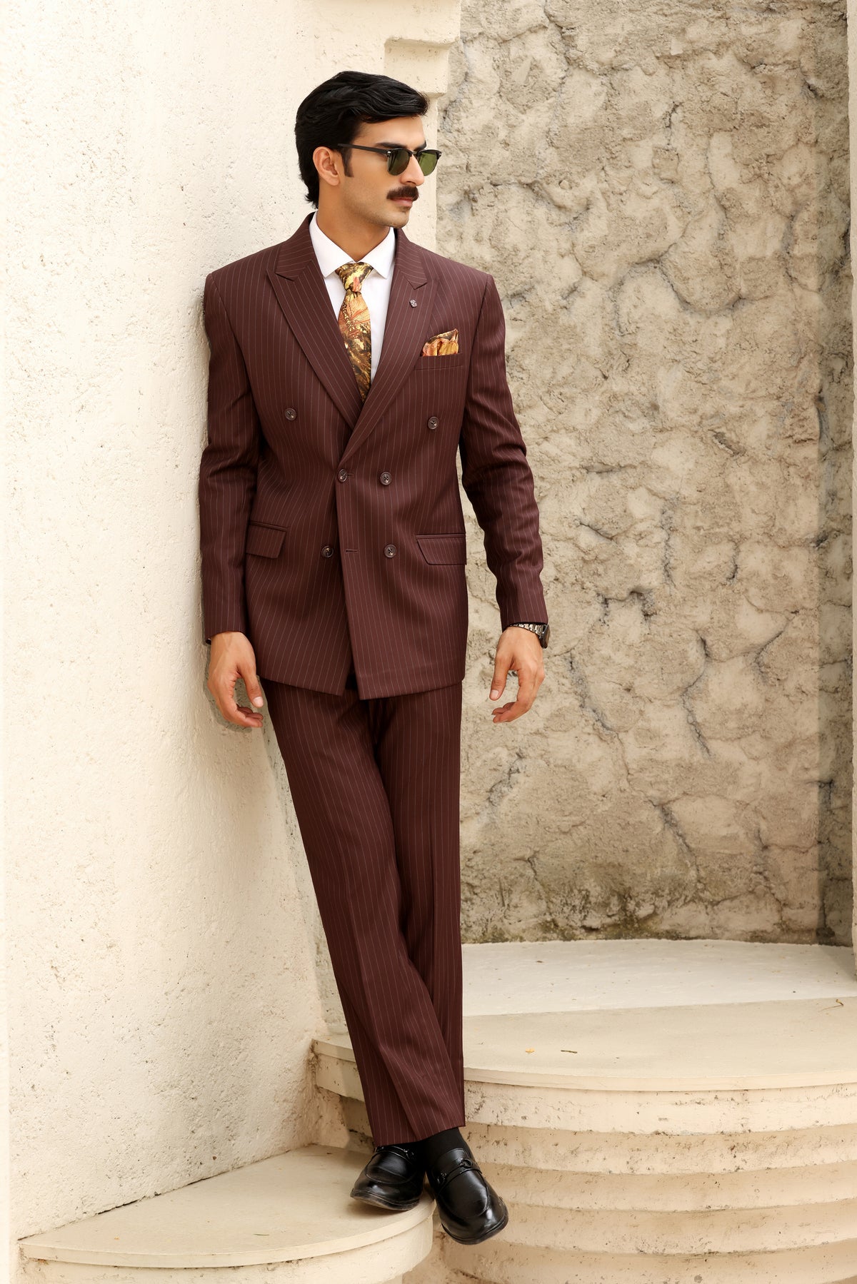 Mahogany Pinstripe Double-Breasted Suit