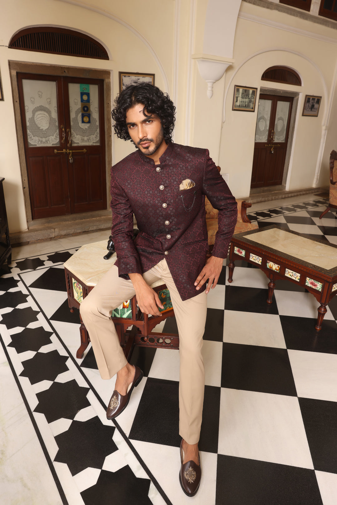 Regal Maroon Jodhpuri Suit