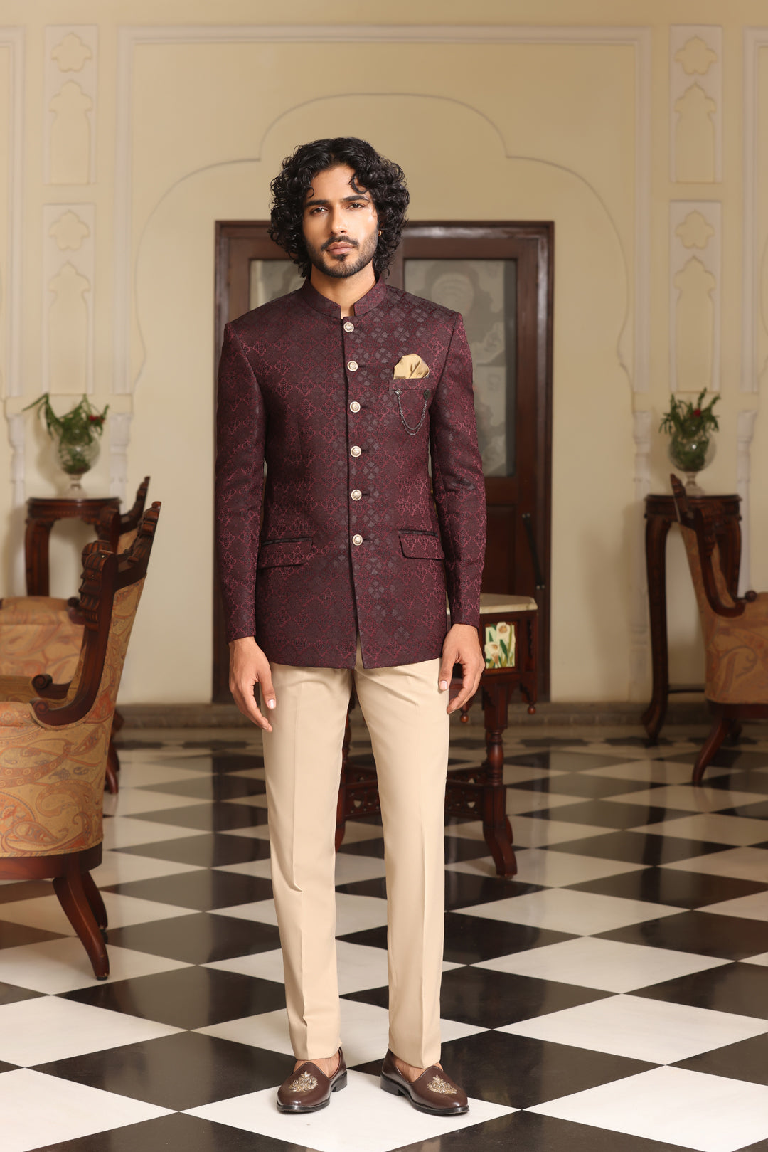 Regal Maroon Jodhpuri Suit