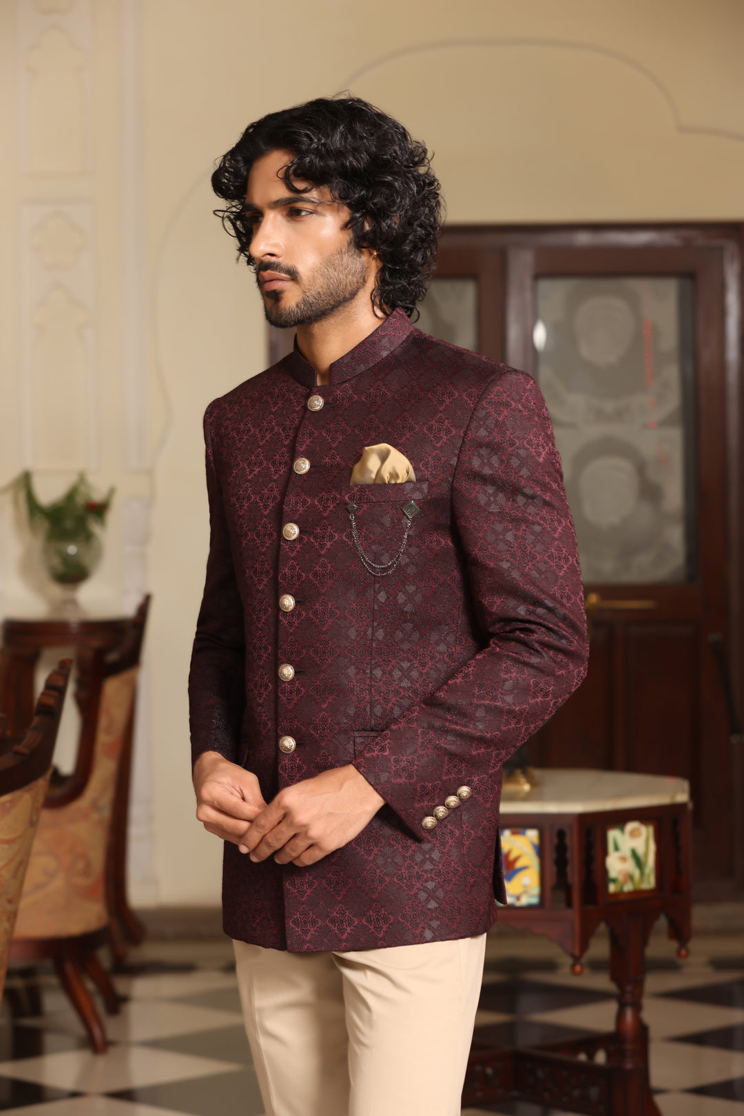 Regal Maroon Jodhpuri Suit