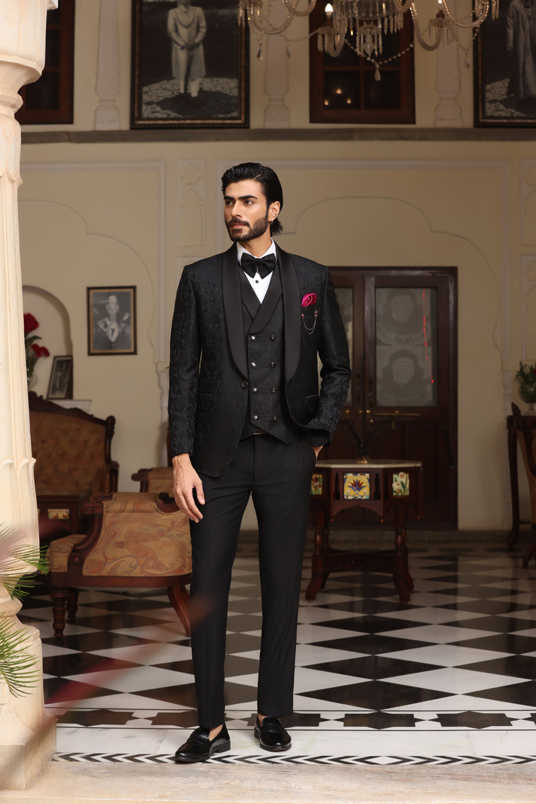 Black Floral Tuxedo Suit