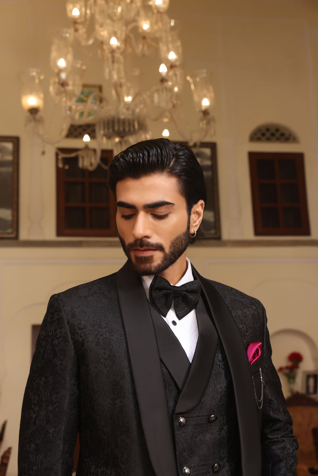 Black Floral Tuxedo Suit