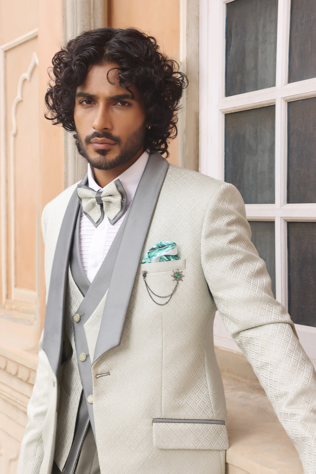 Pastel Green Tuxedo Suit - Main Image