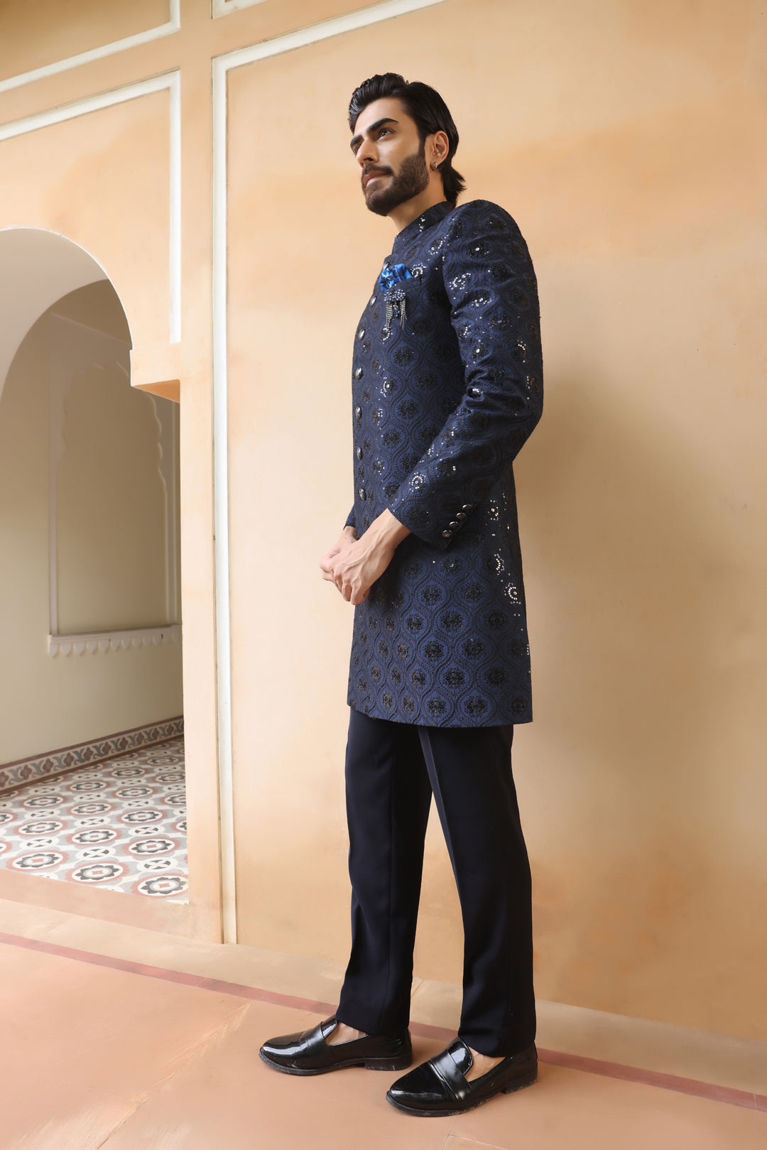 Glaring Blue Indo Western