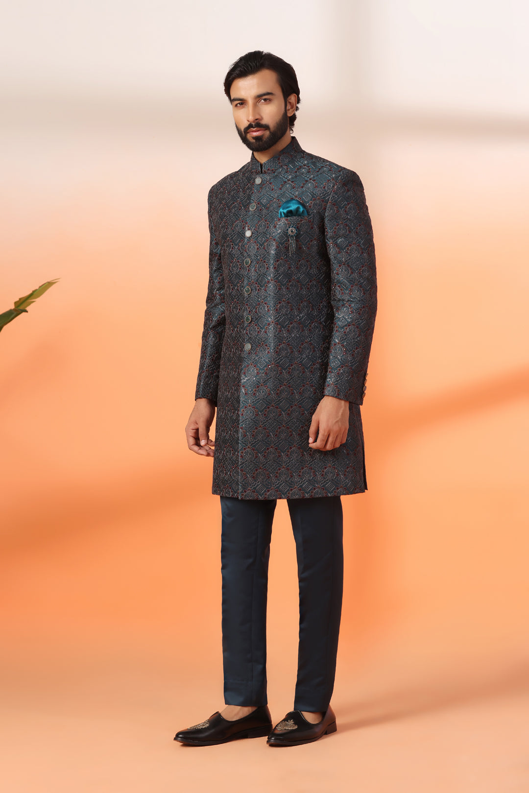 Copper Teal Indo Western