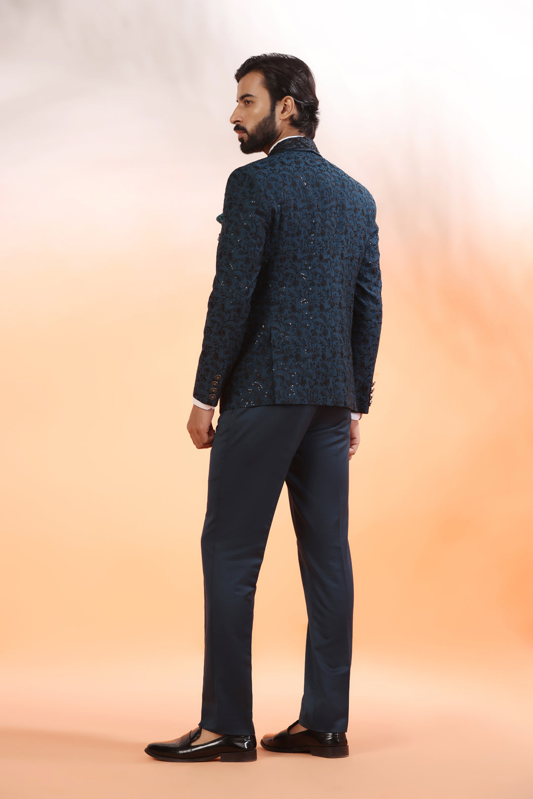 Teal Intricate Tuxedo Suit