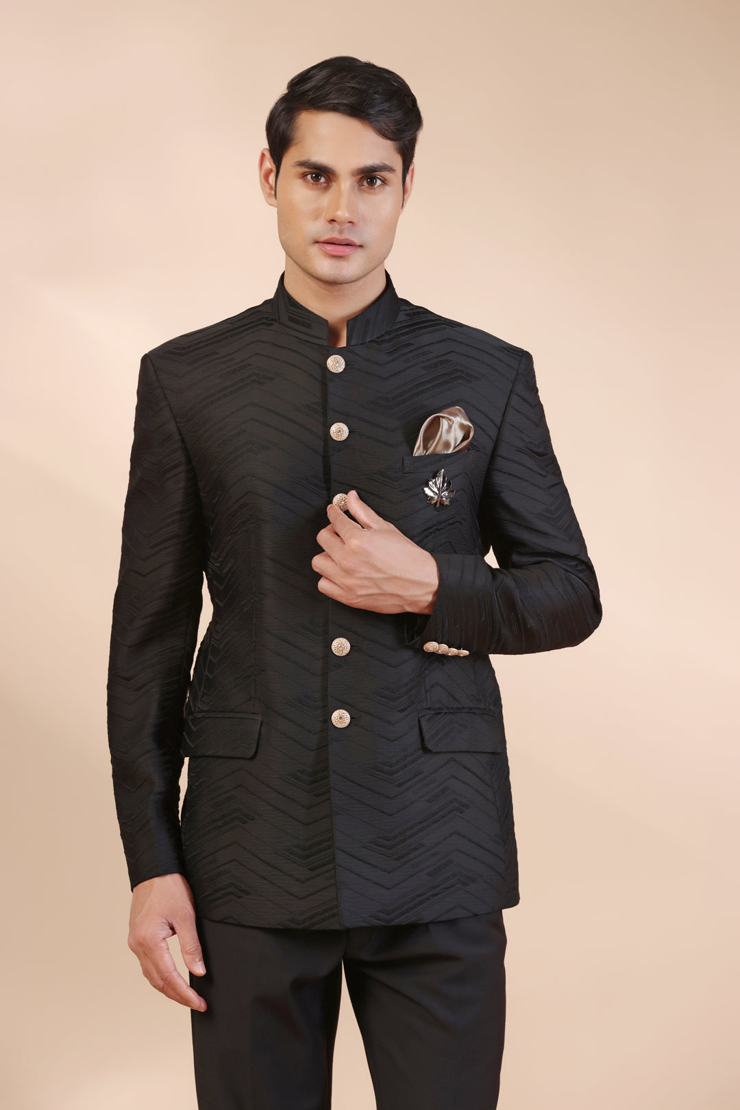Black Herringbone Jodhpuri