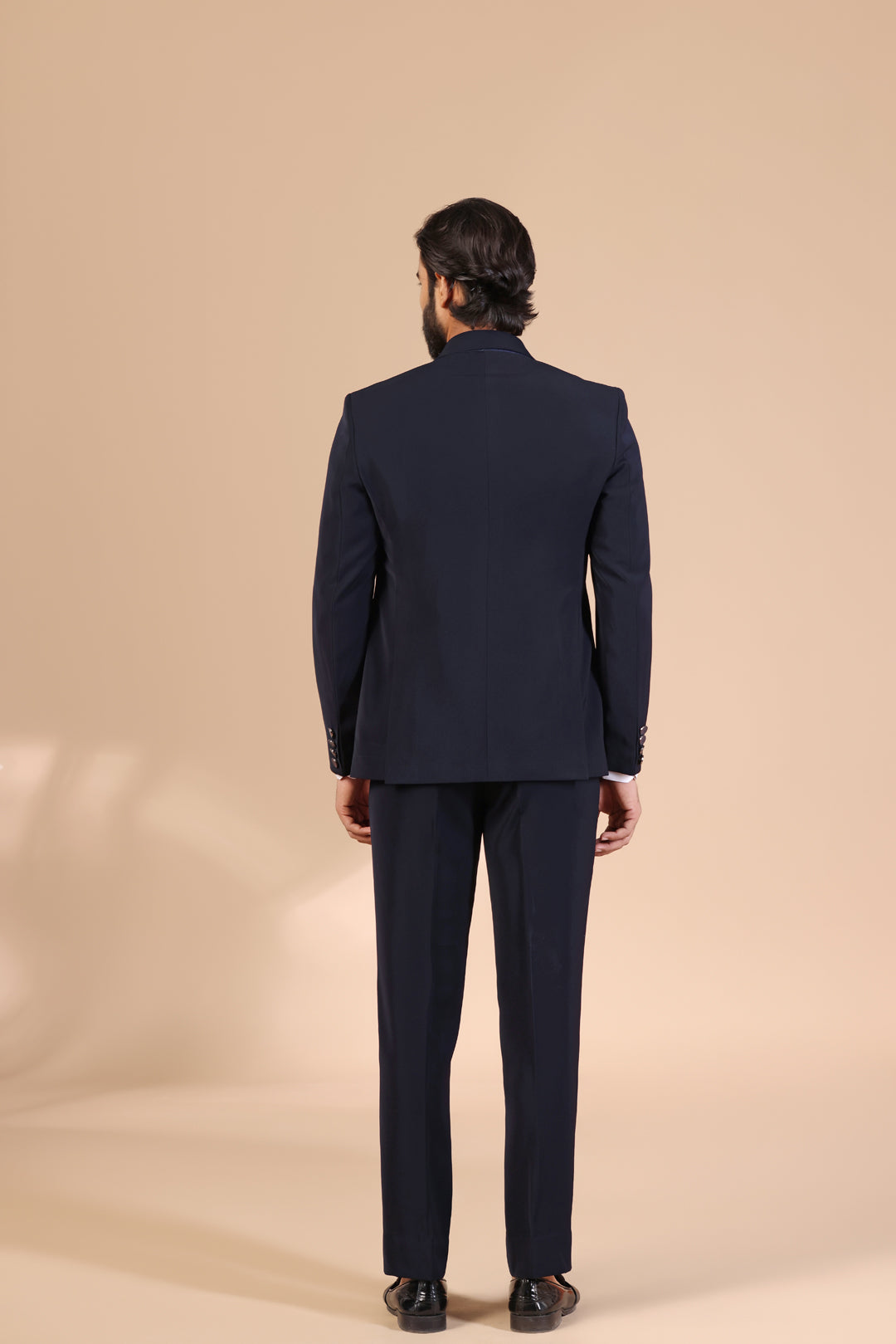Navy Floral Tuxedo Suit