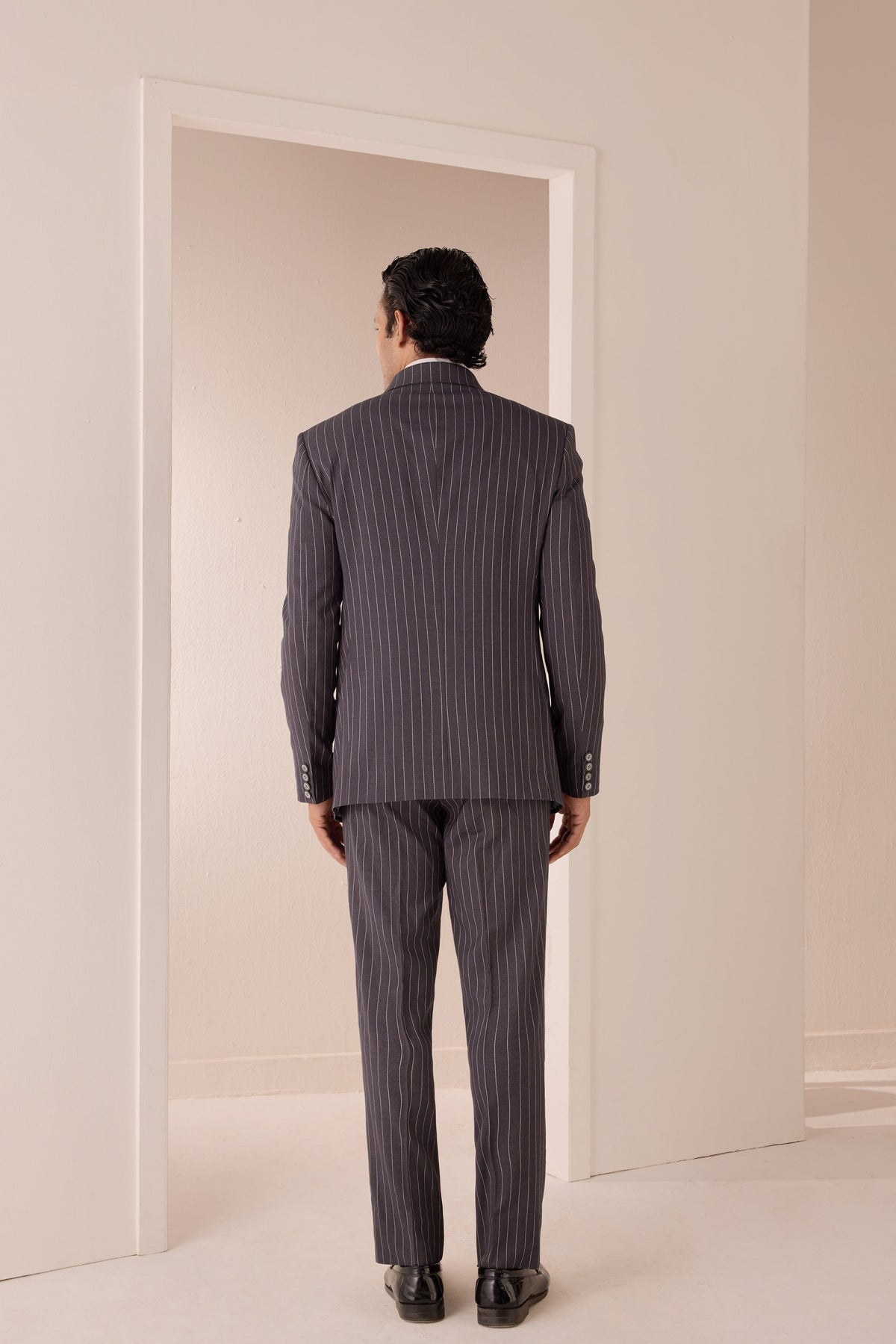 Charcoal Pinstripe Double-Breasted Suit