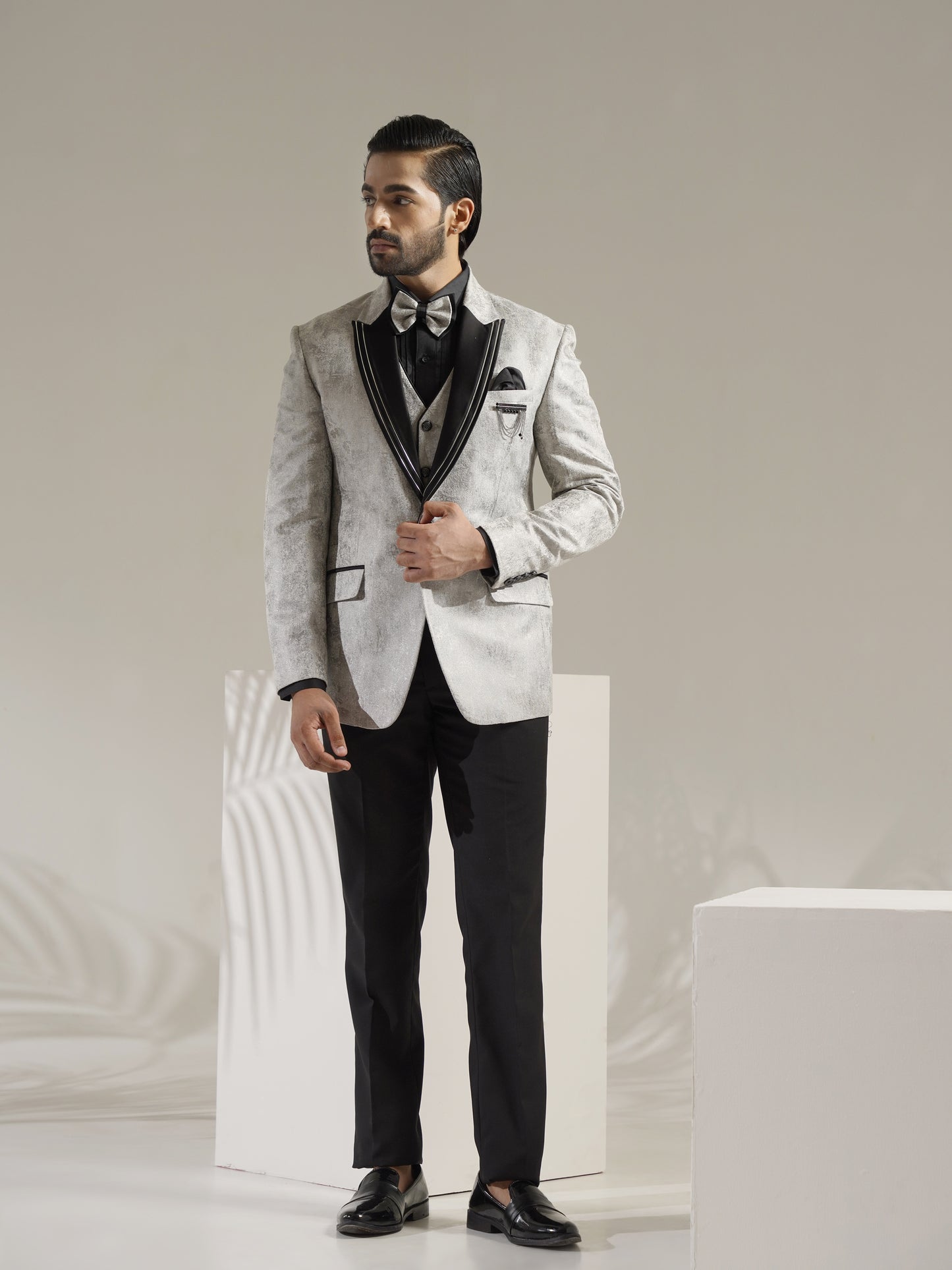 Metallic Grey Tuxedo Suit
