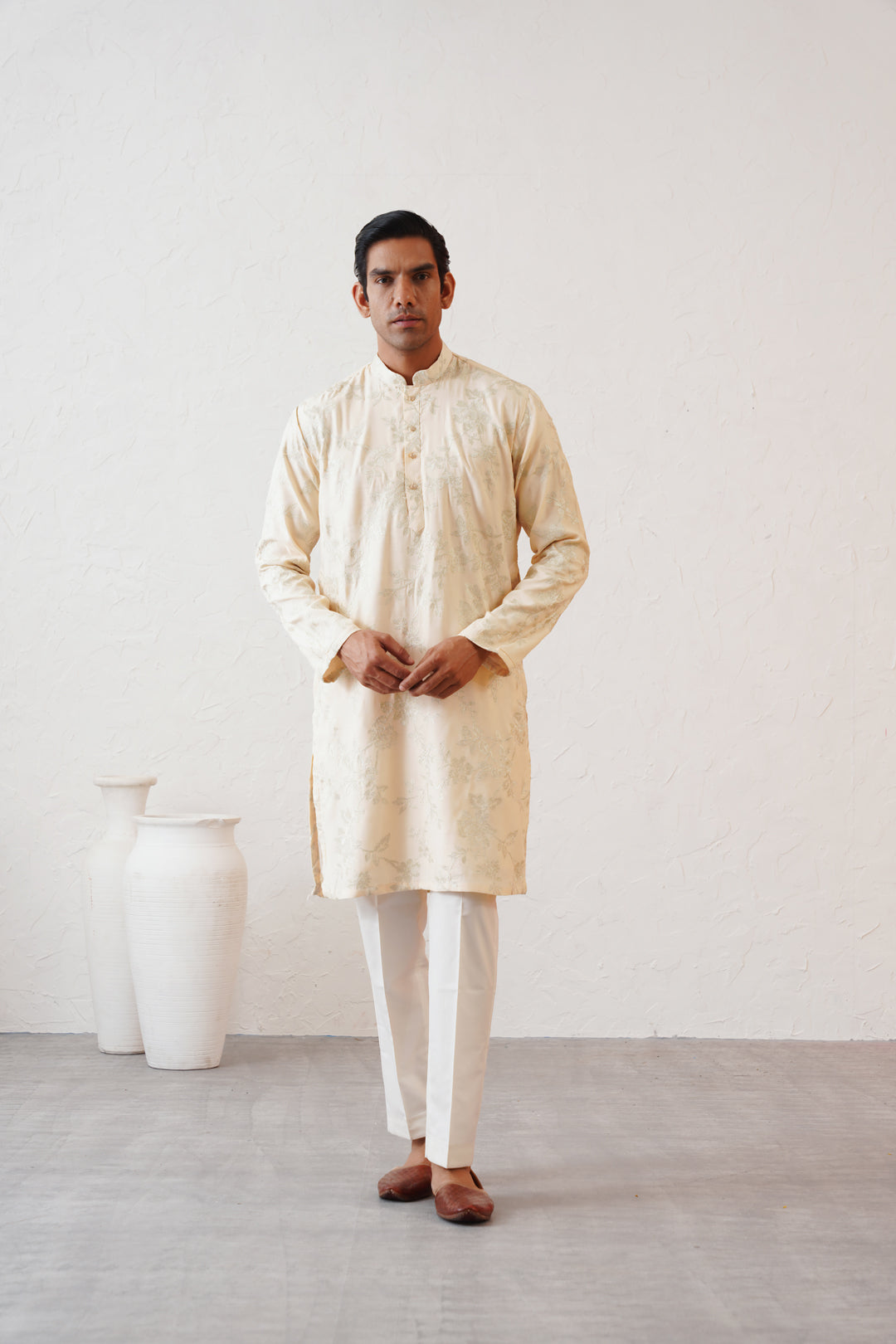 Bisque Zari Kurta Set