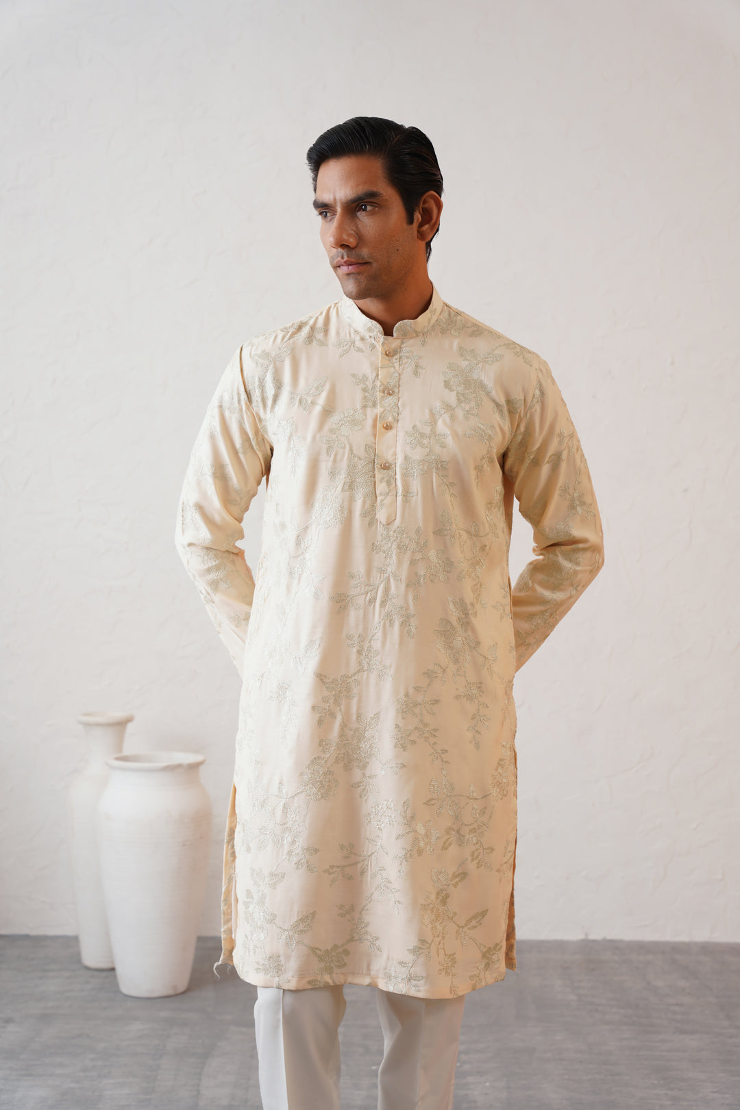 Bisque Zari Kurta Set