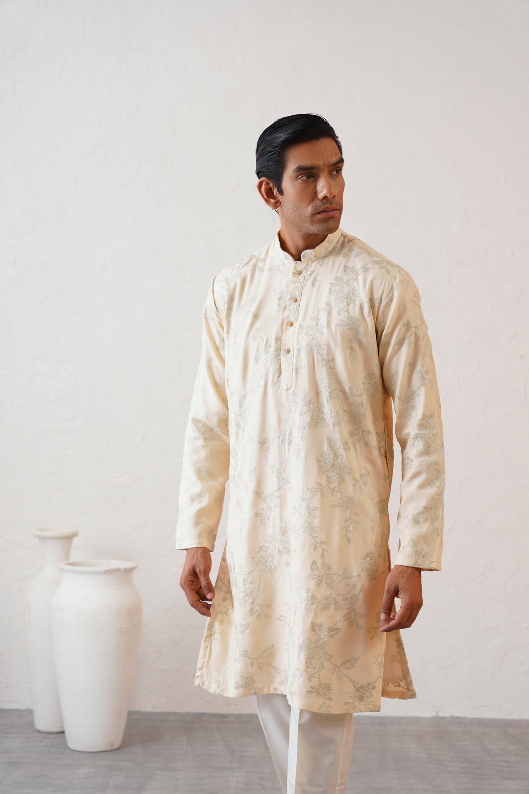 Bisque Zari Kurta Set