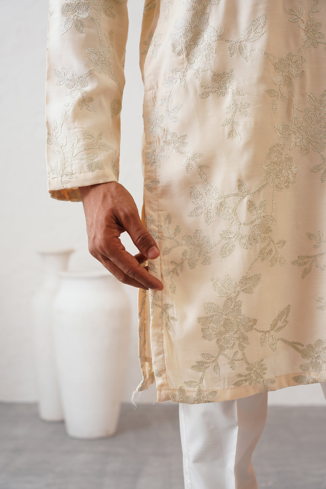 Bisque Zari Kurta Set