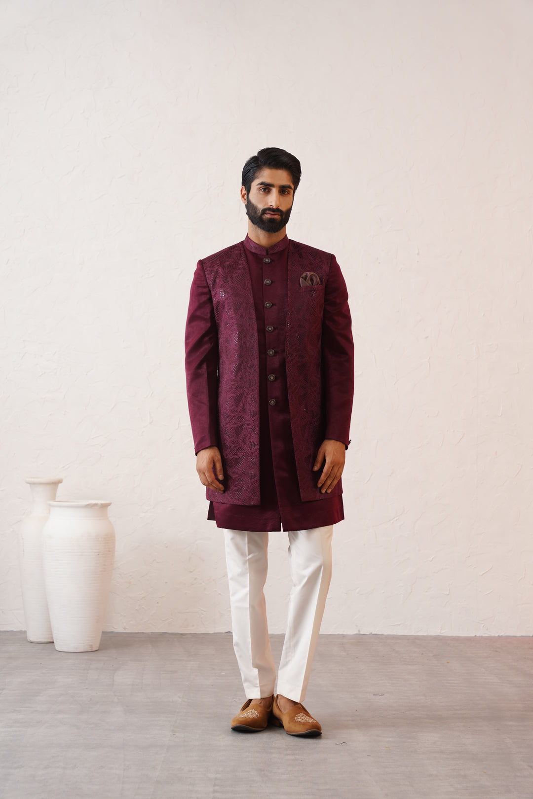 Burgundy Open Indo Western
