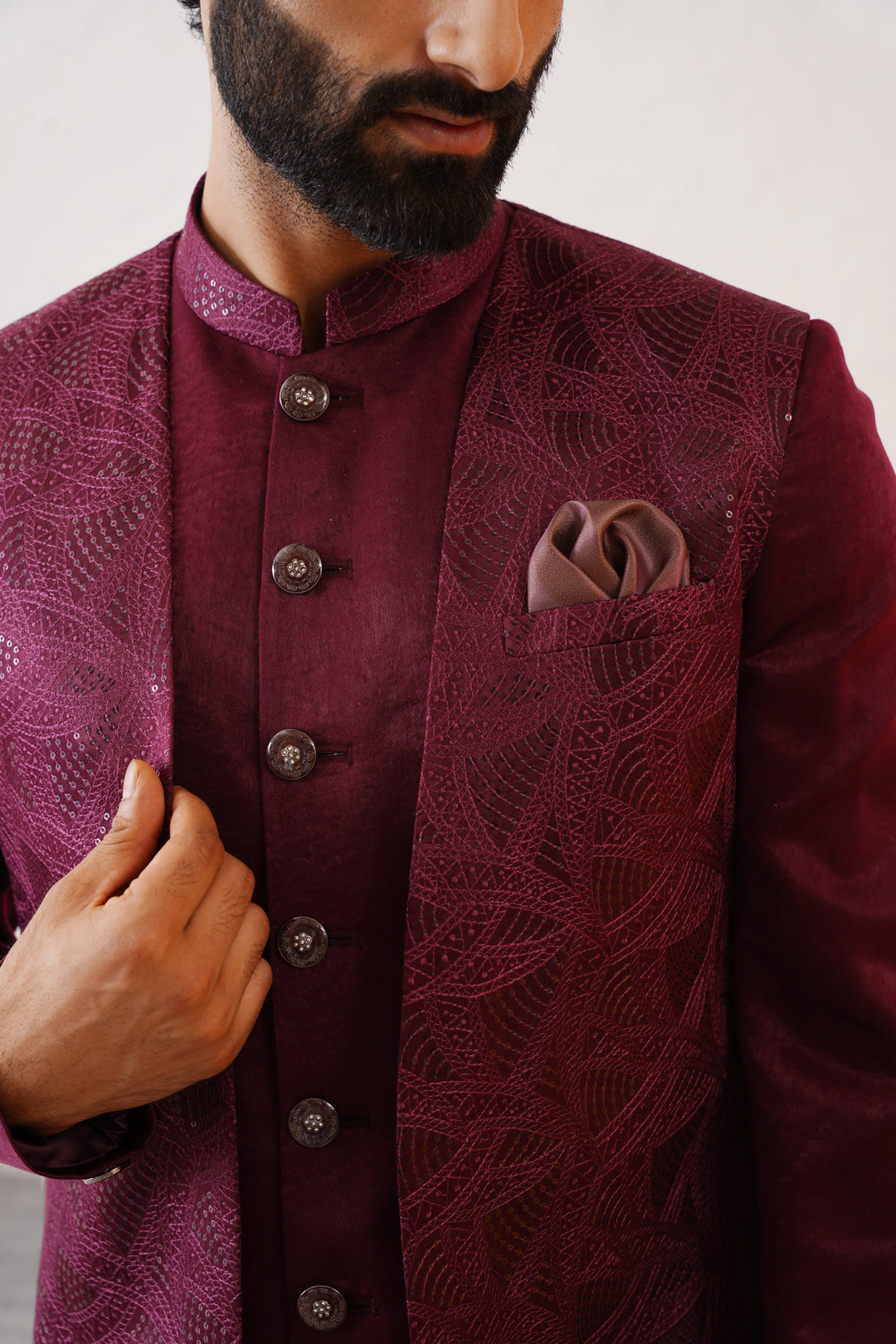 Burgundy Open Indo Western