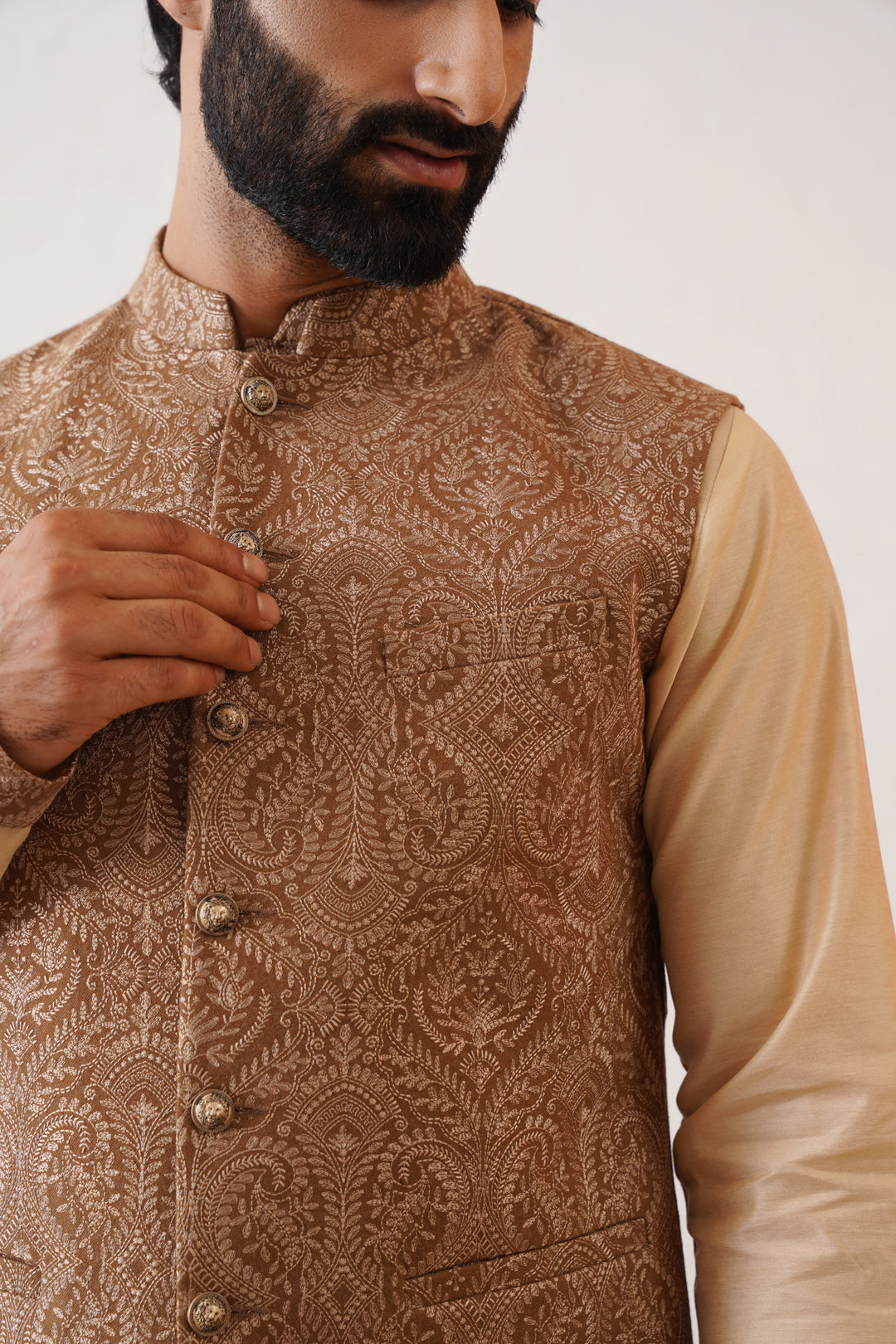Kashmiri Beige Bundi Set