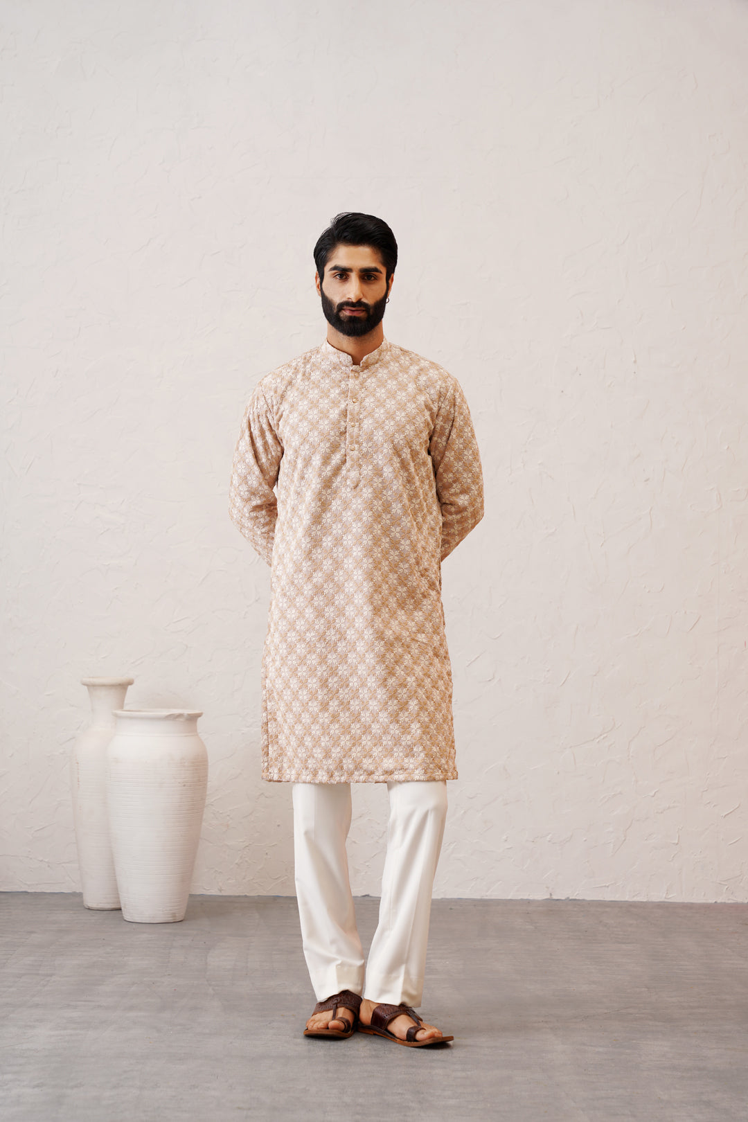 Beige Threads Kurta