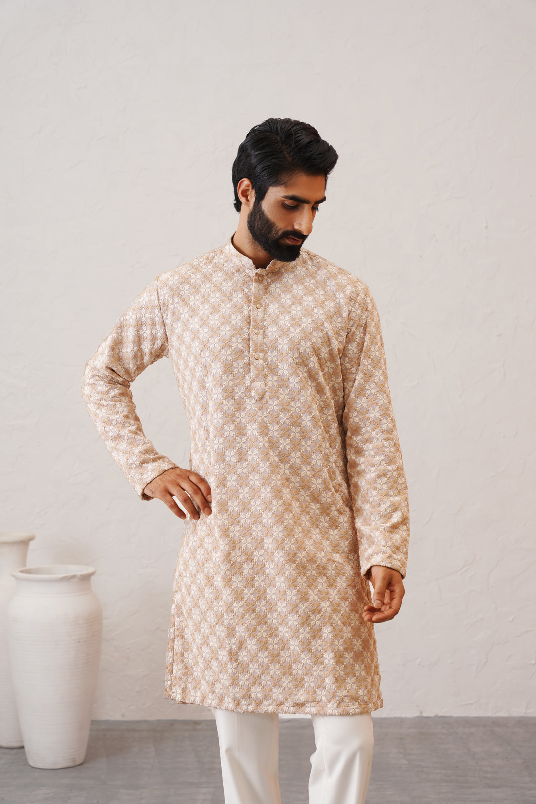 Beige Threads Kurta