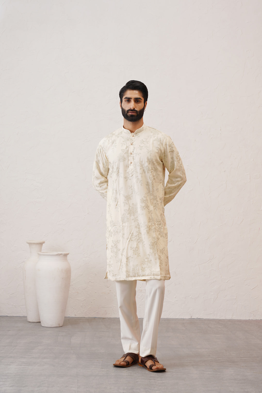 Pista Zari Kurta Set