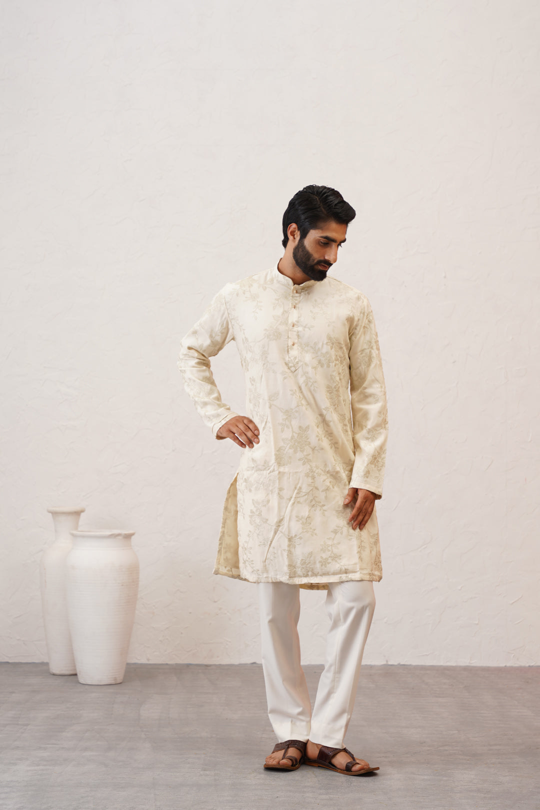 Pista Zari Kurta Set
