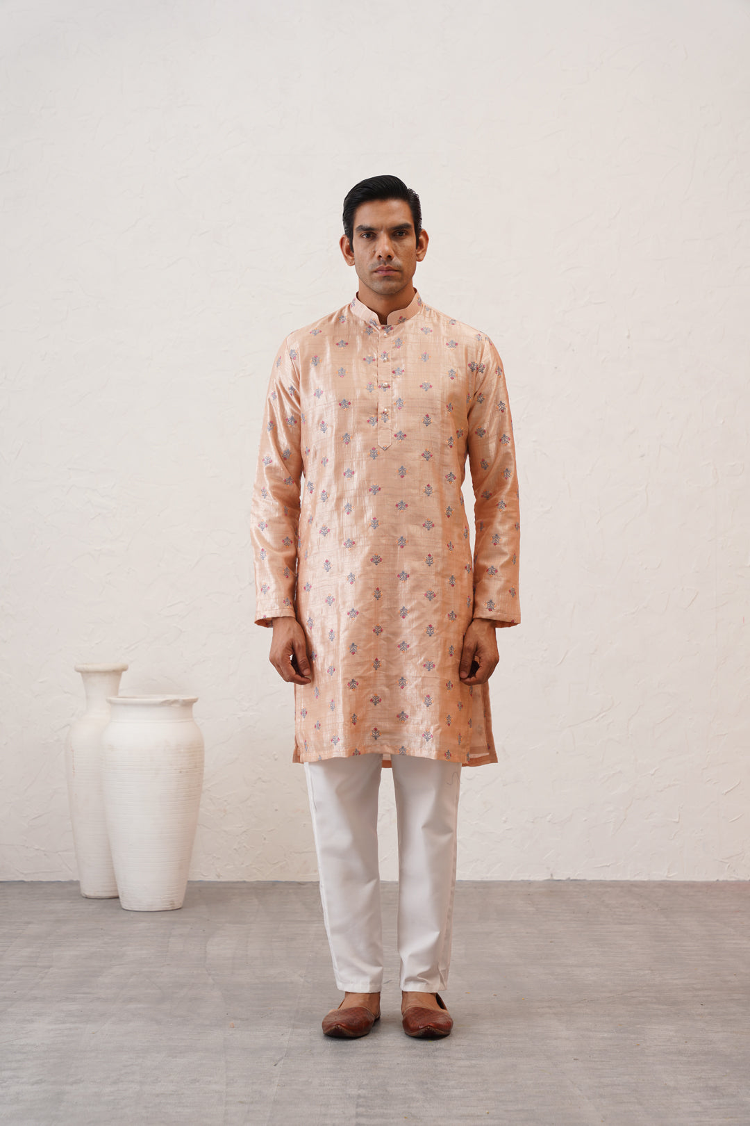 Peach Silk Kurta Set