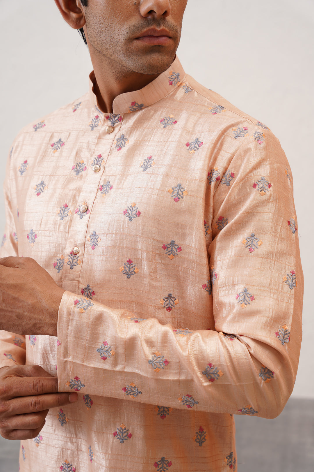 Peach Silk Kurta Set