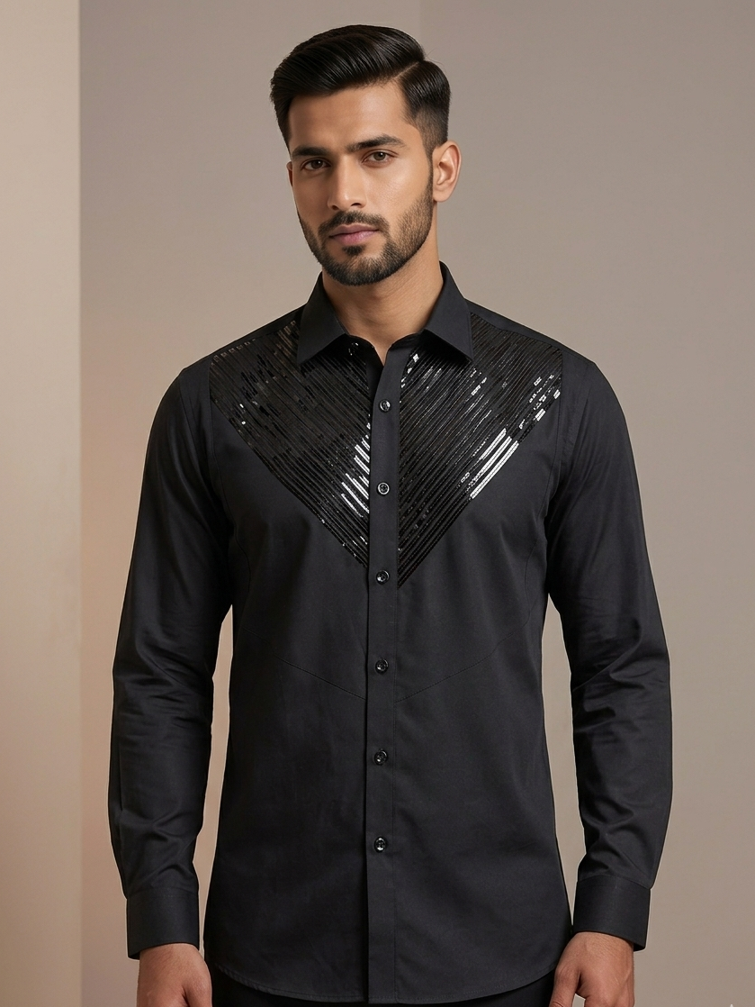 Black Vortex Embellished Shirt