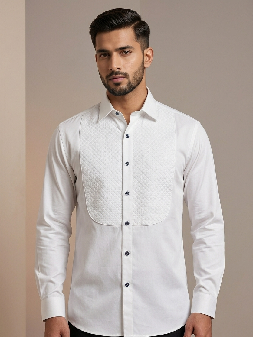 White Tuxedo Quilt Shirt