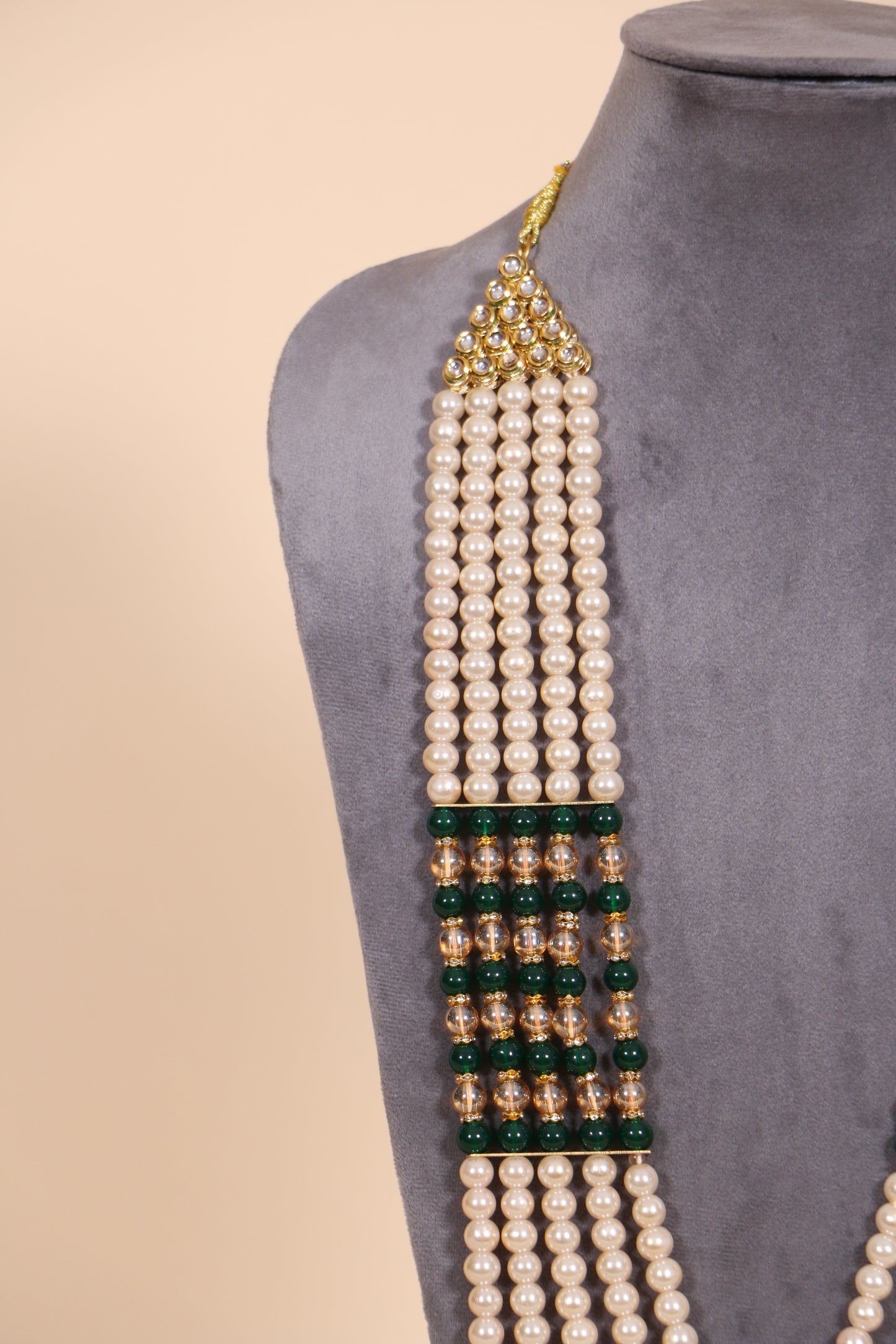Garnet Green Kundan Mala