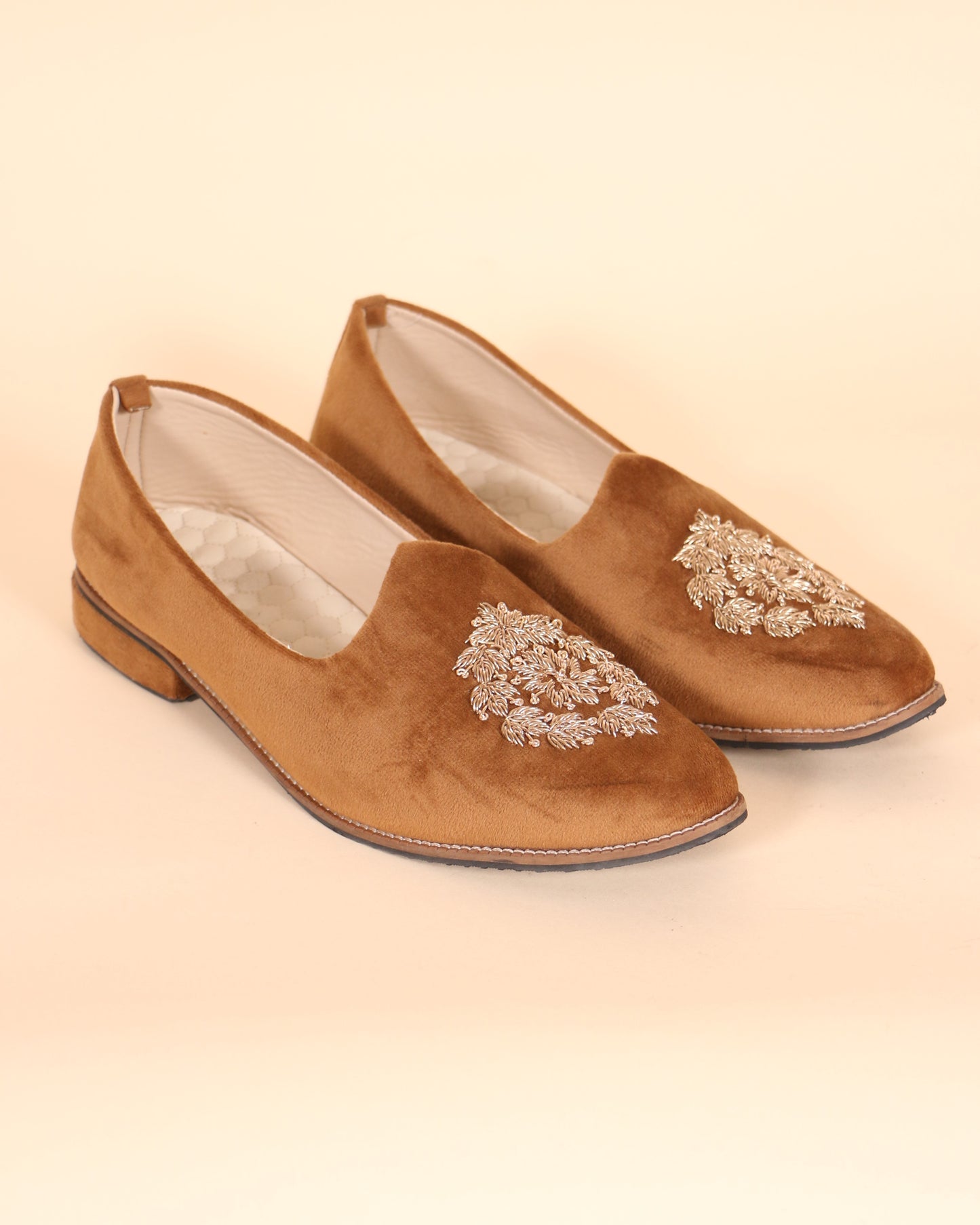 Tan Velvet Mojari