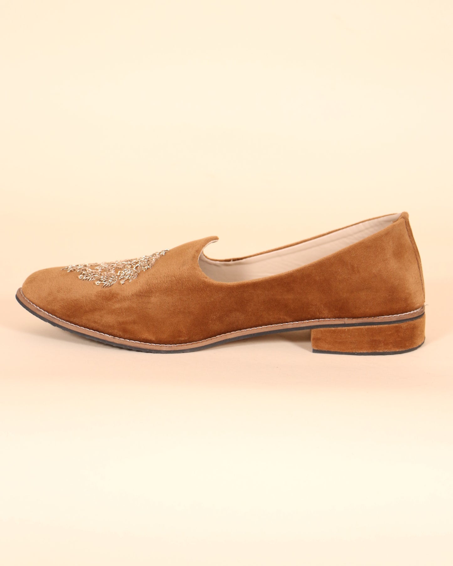 Tan Velvet Mojari