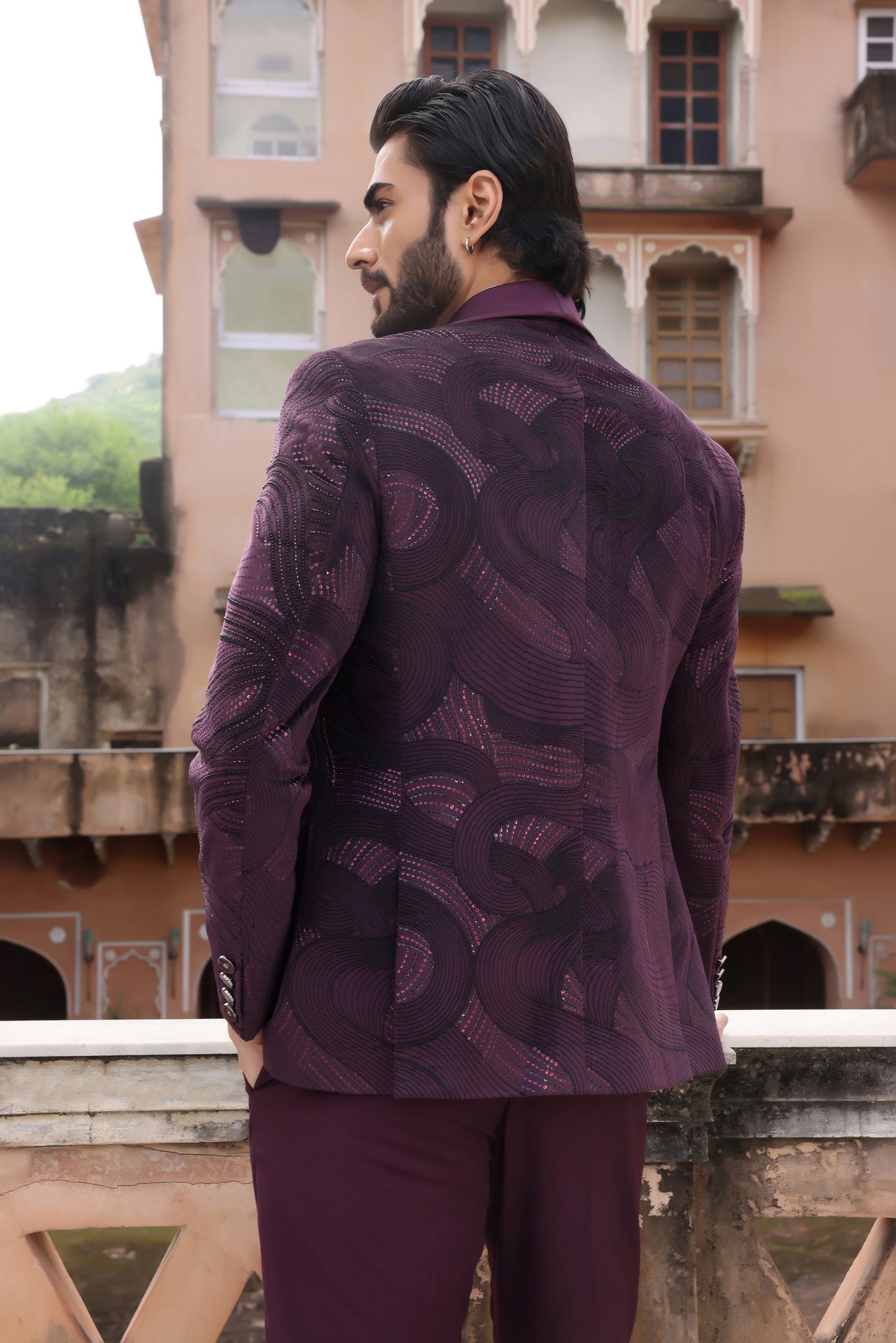 Abstract Burgundy Tuxedo