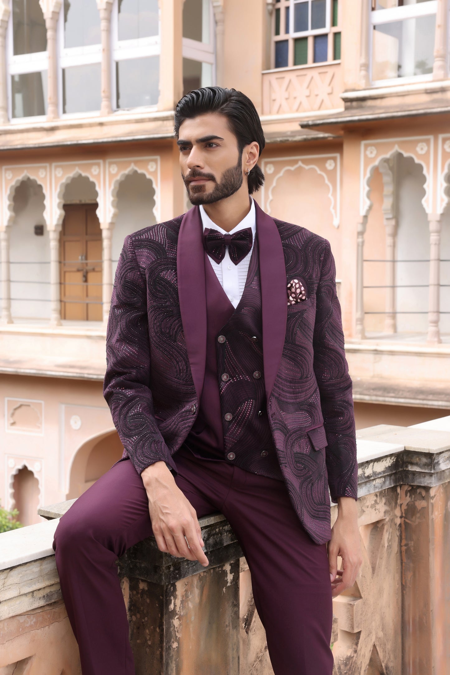Abstract Burgundy Tuxedo