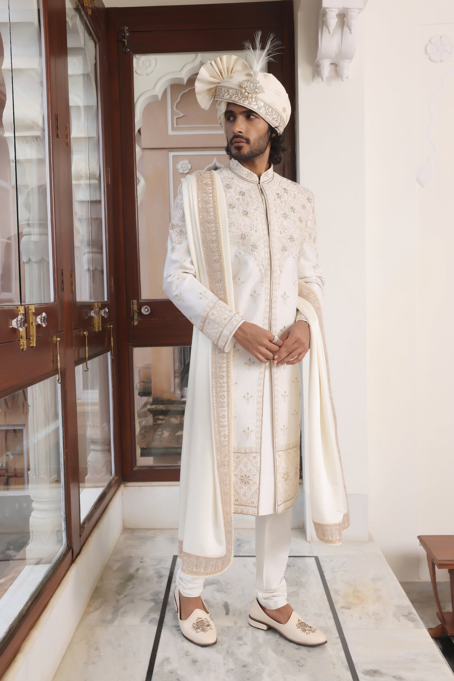 Ivory Silk Sherwani