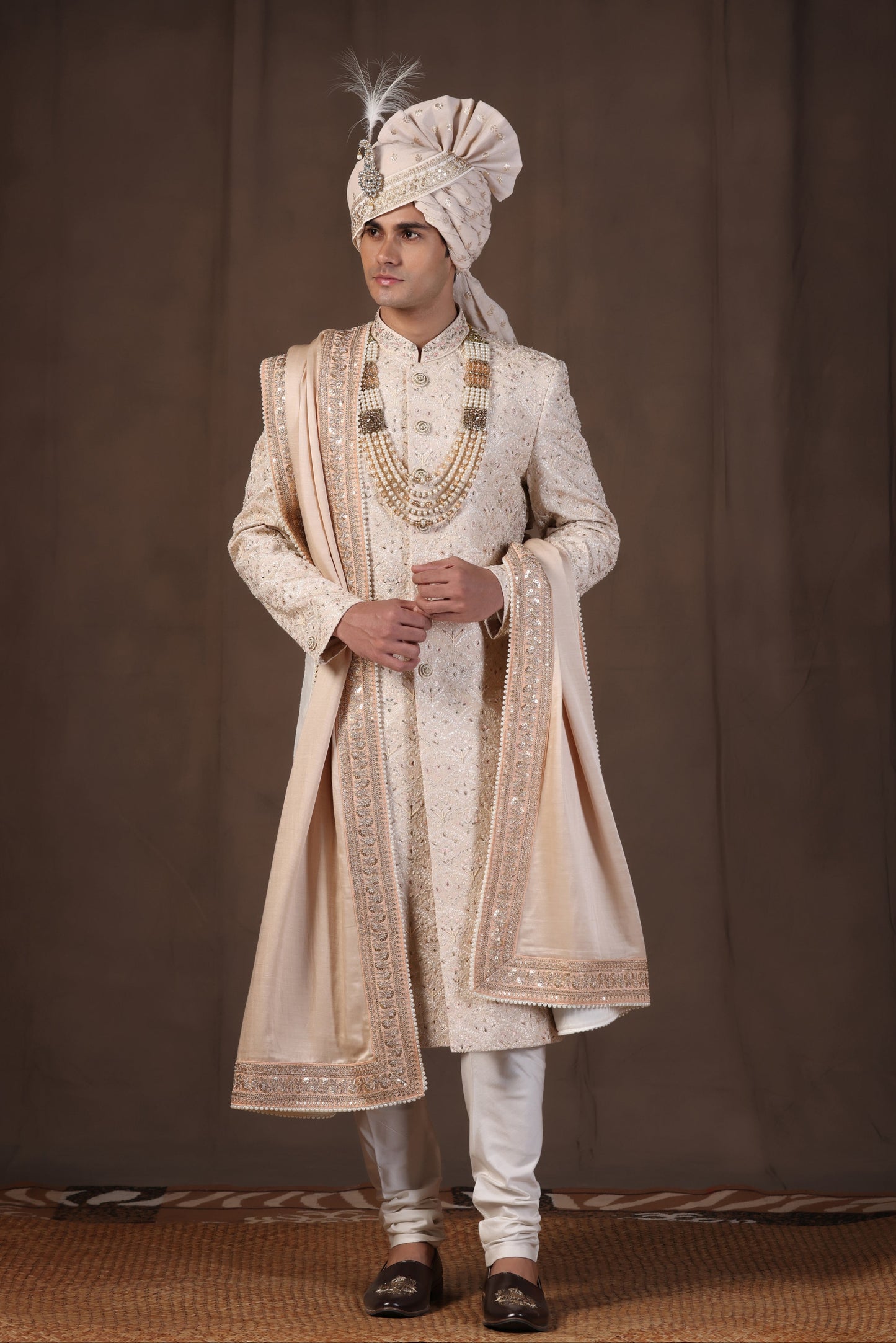 Pastel Cream Pearl Sherwani