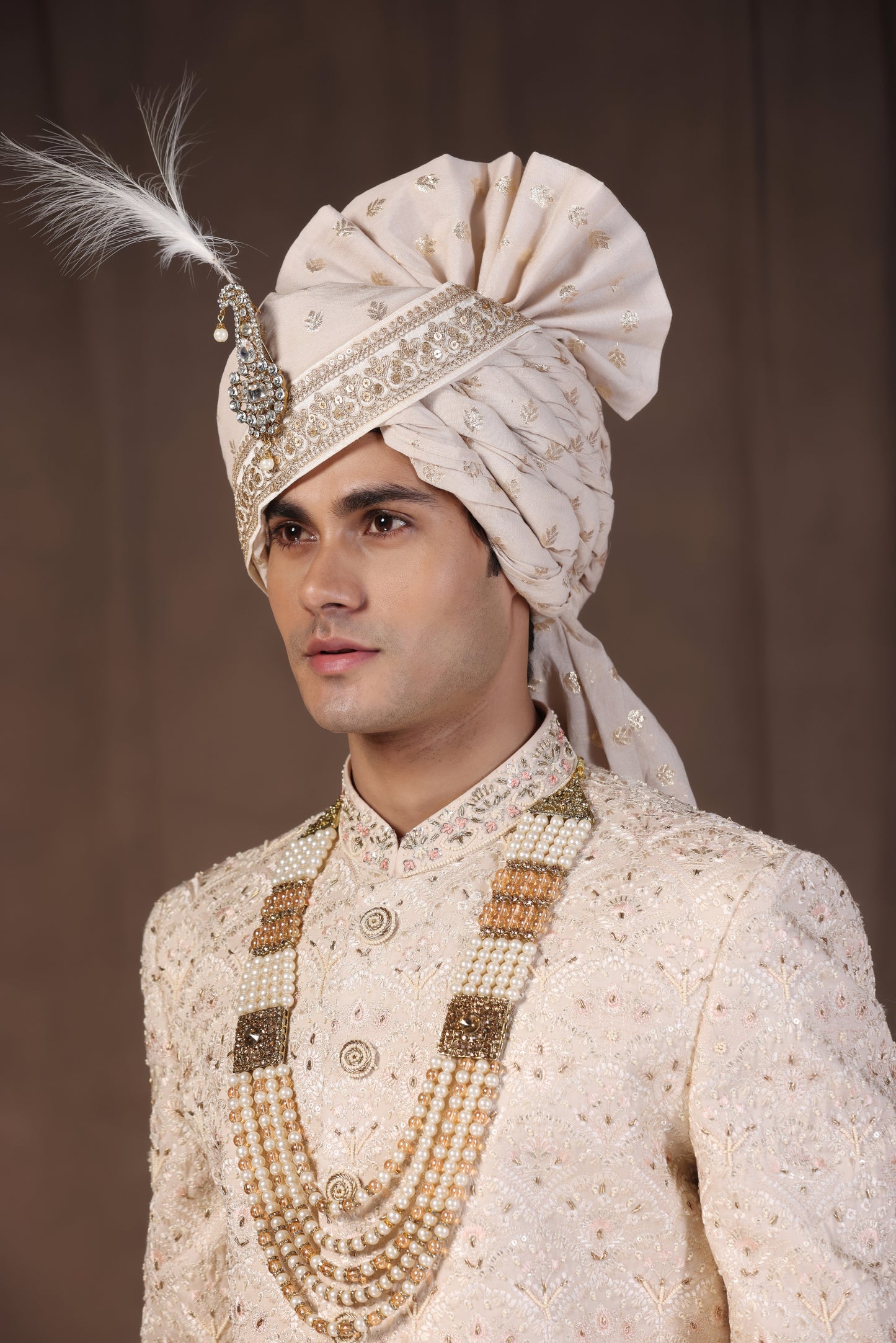 Pastel Cream Pearl Sherwani
