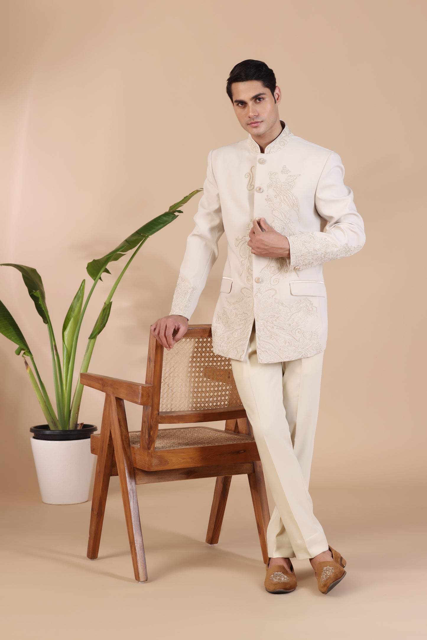 Intricate Ivory Jodhpuri Suit