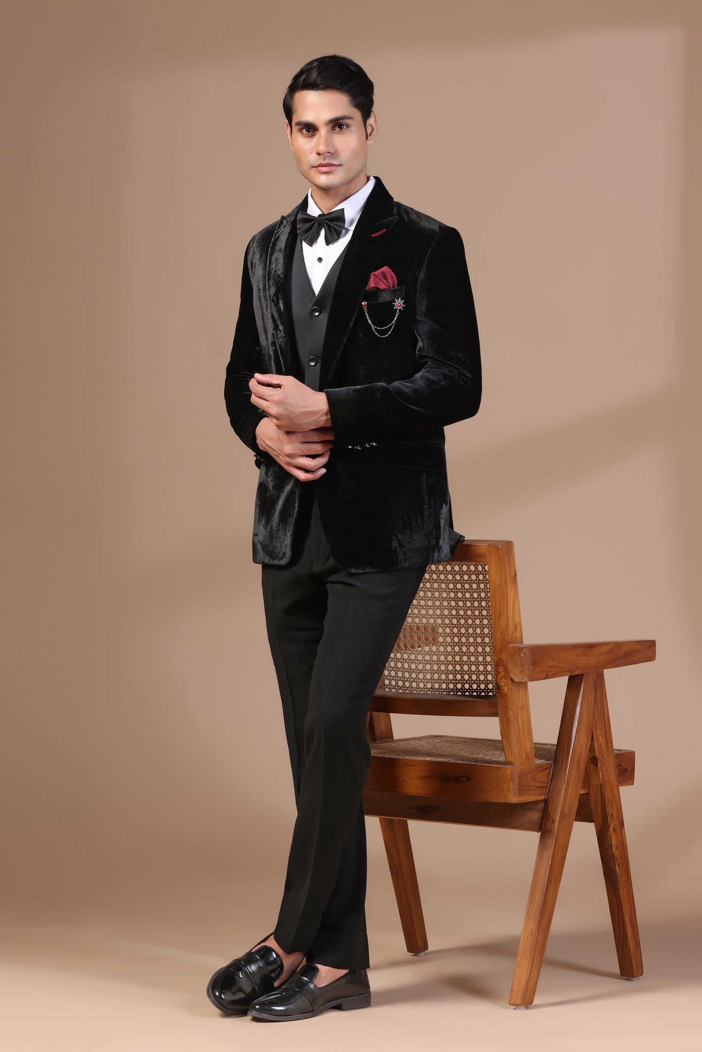Bold Black Velvet Tuxedo