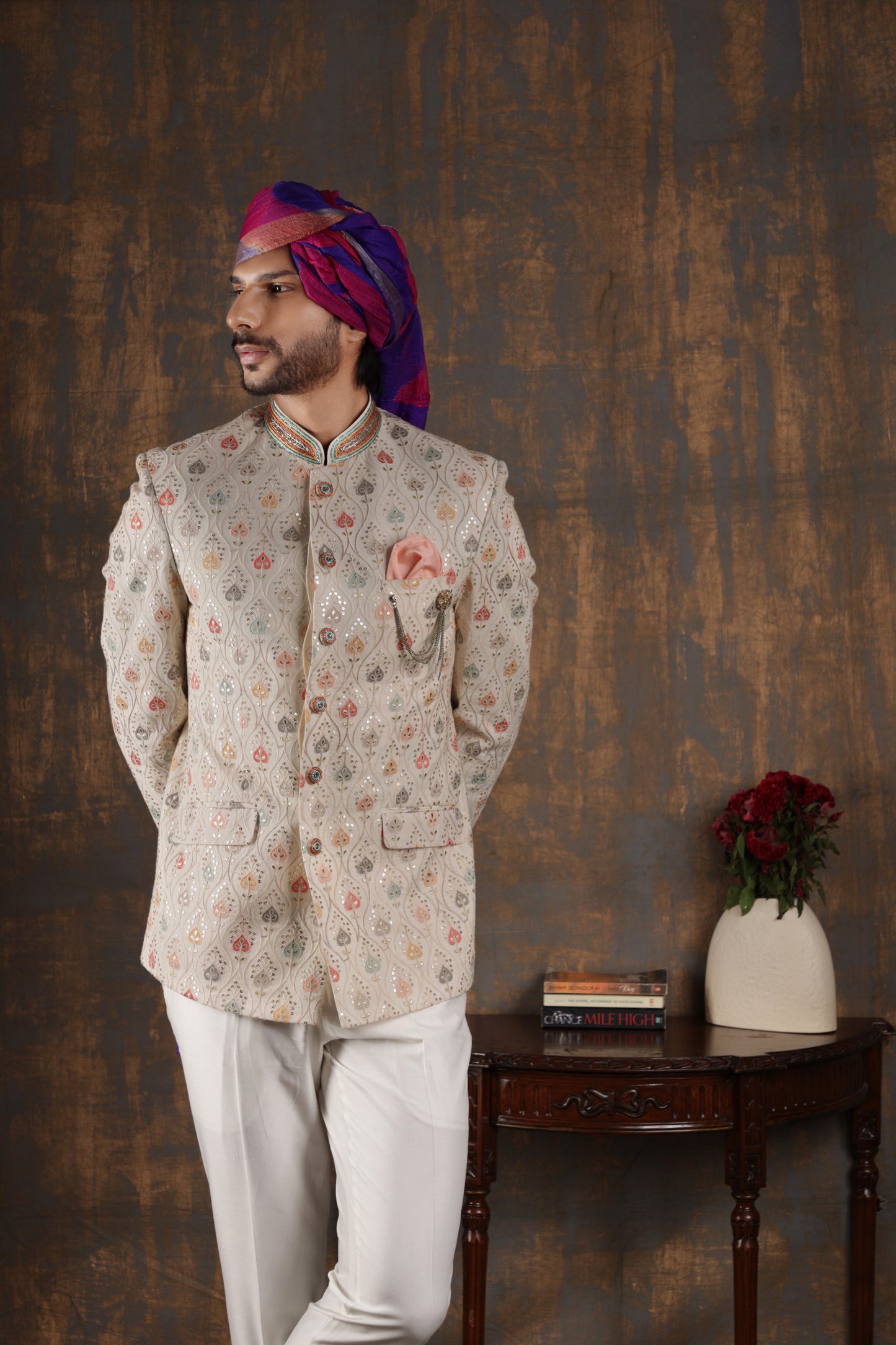 Pastel Symphony Bandhgala Suit