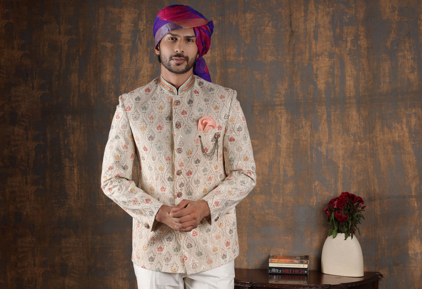 Pastel Symphony Bandhgala Suit