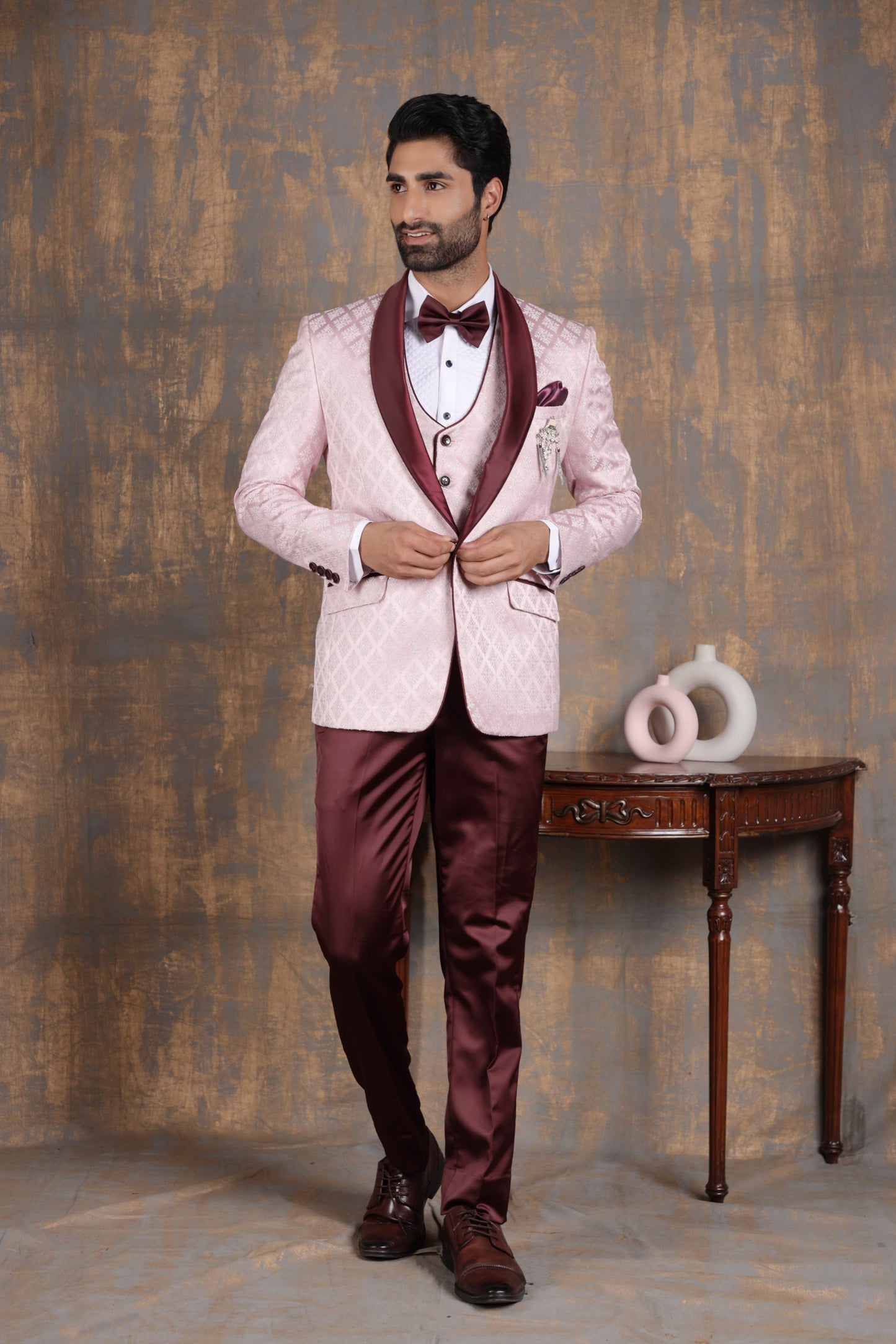 Glossy Raisin Pink Tuxedo Suit