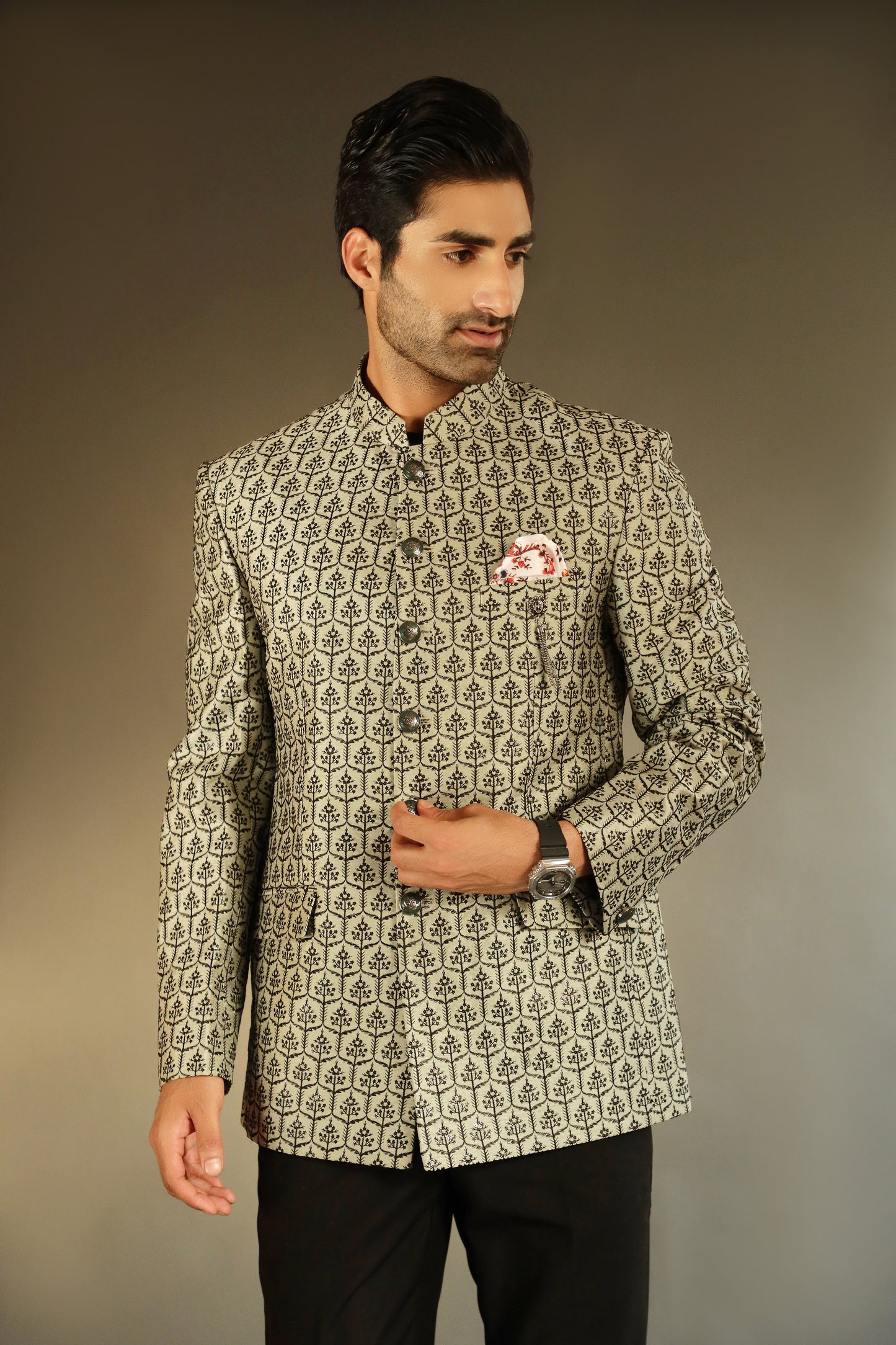 Persian Green Bandhgala Suit