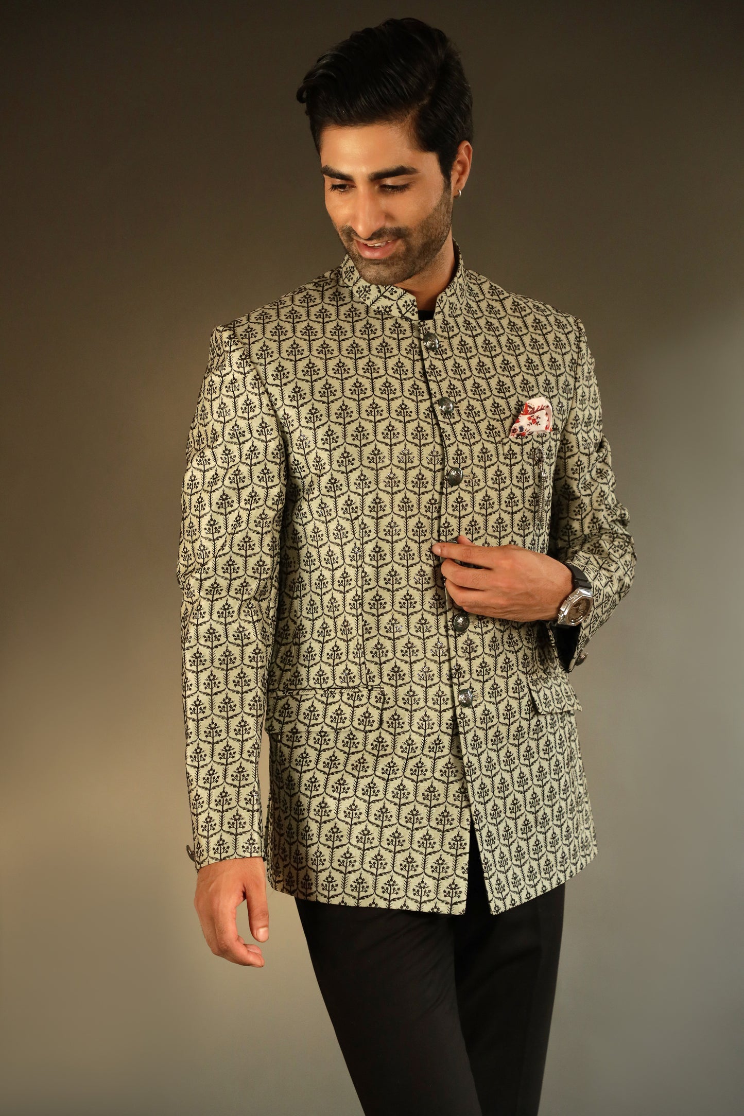 Persian Green Bandhgala Suit
