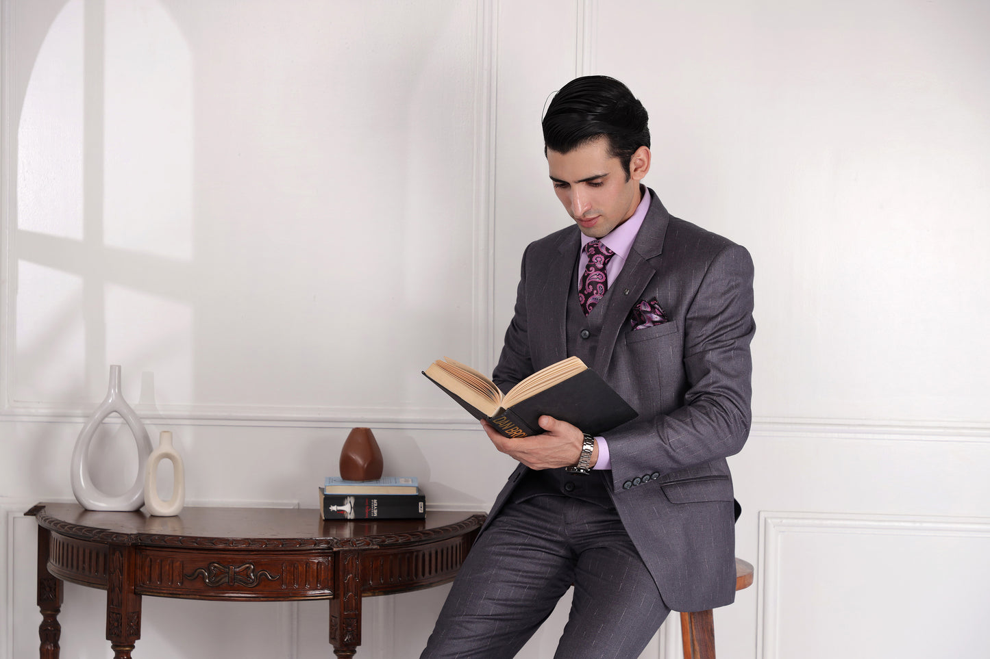 Smoke Grey Striped Suit