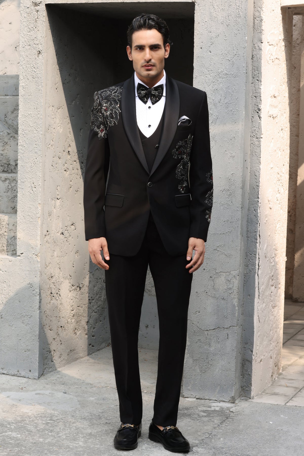Obsidian Black Floral Tuxedo