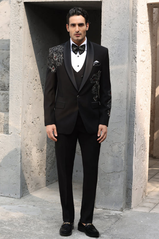 Obsidian Black Floral Tuxedo