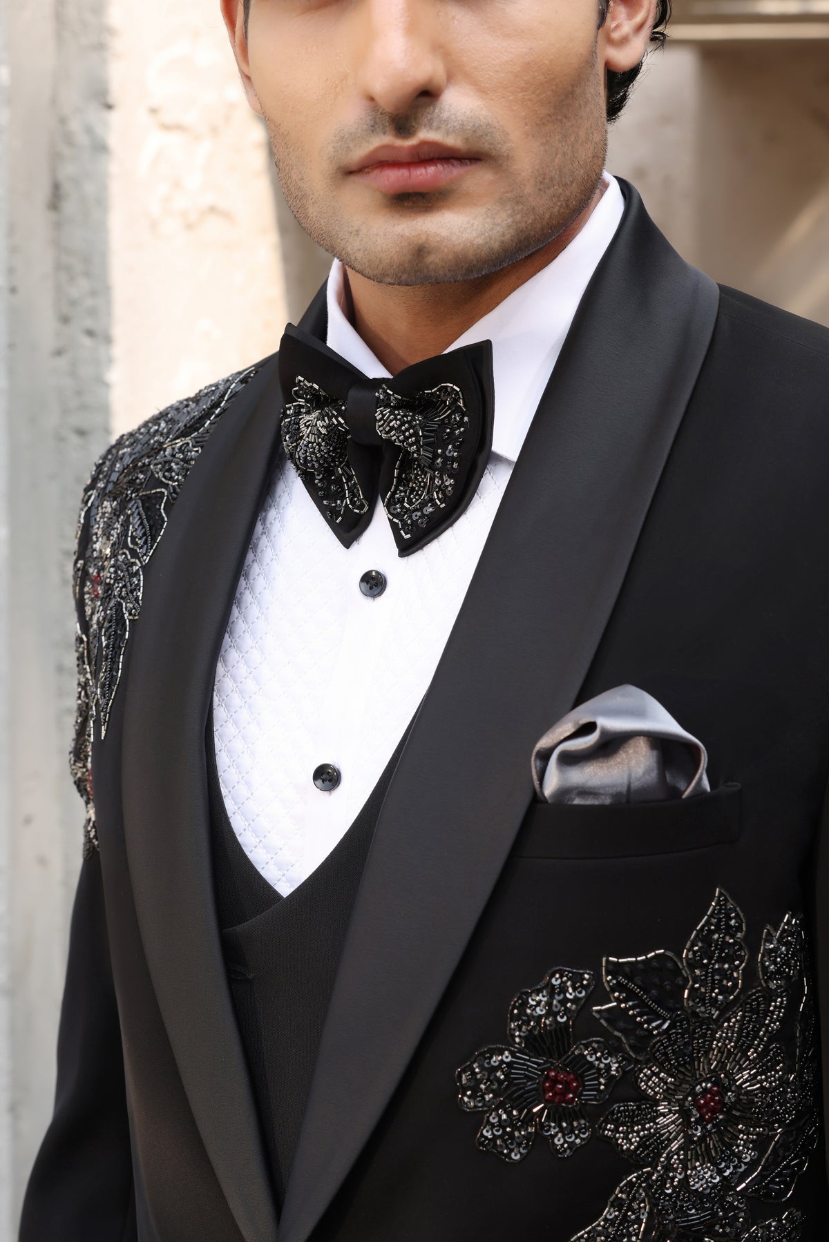 Obsidian Black Floral Tuxedo