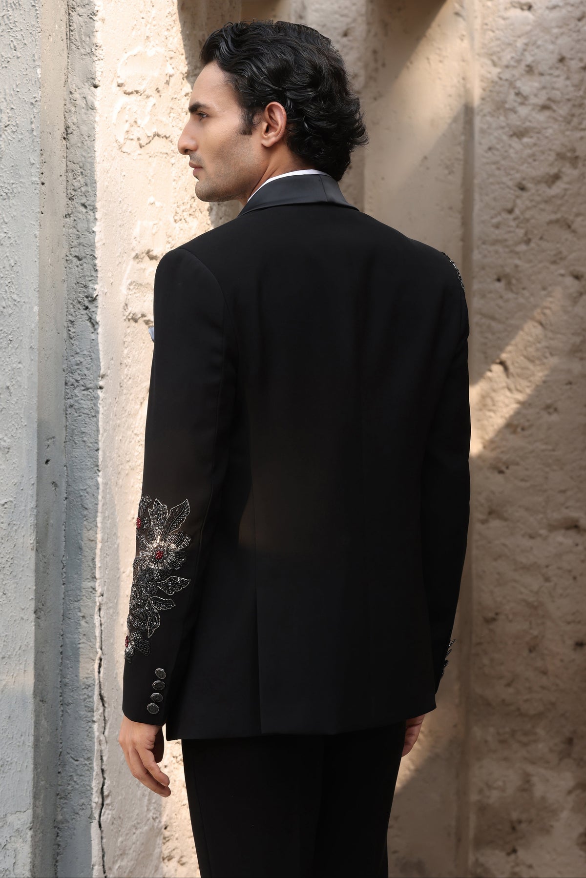 Obsidian Black Floral Tuxedo