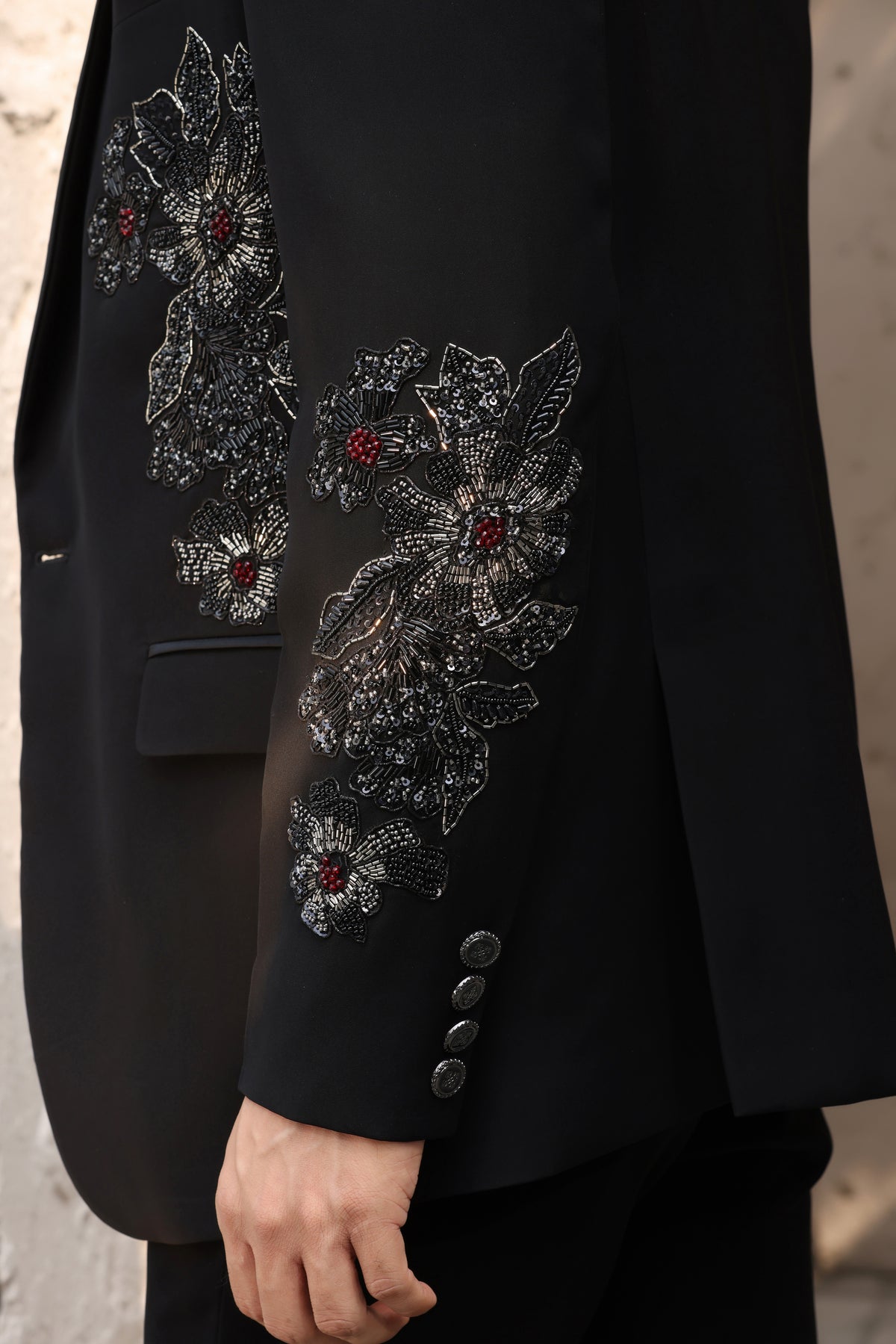 Obsidian Black Floral Tuxedo